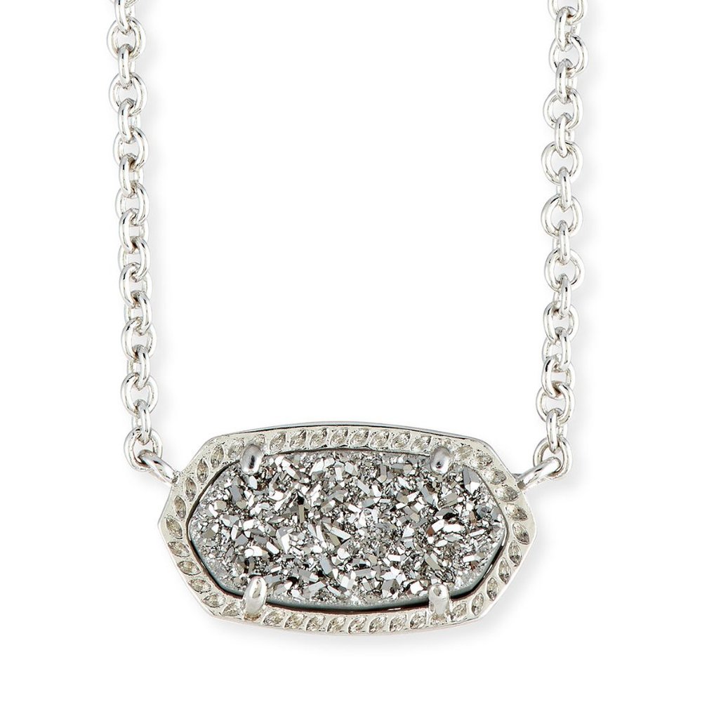 Kendra Scott Elisa Platinum Drusy necklace Silver Tone - Picture 4 of 5